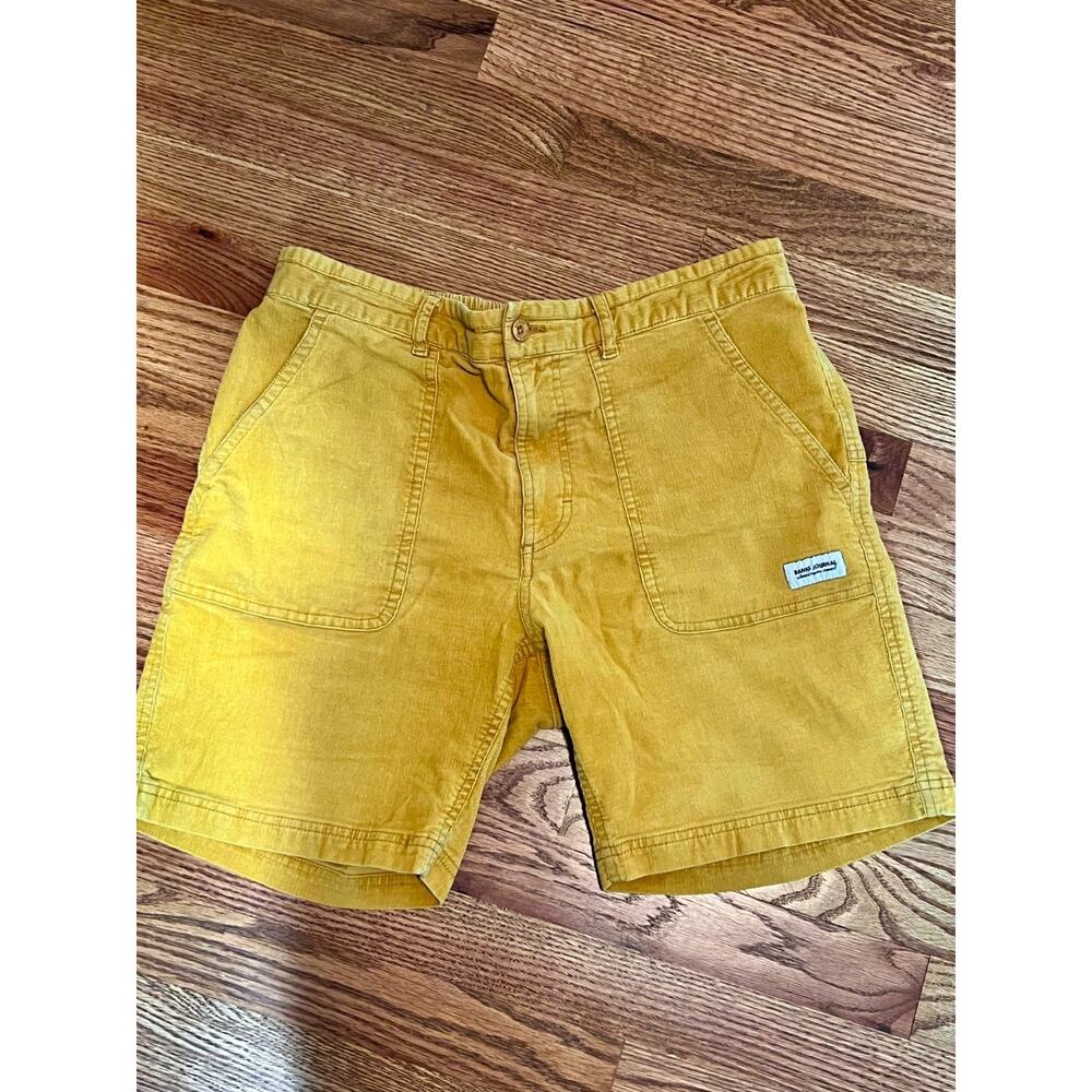 Banks Journal EUC Yellow Beige Cord Big Bear Walkshorts 1/2 Elastic Waist 32